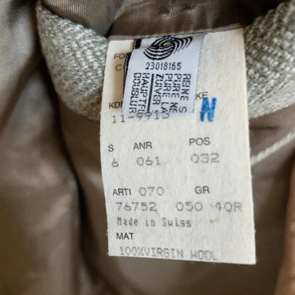 Vintage Hugo Boss‎ Sports Coat 100% Wool Swiss Made Mens 40R